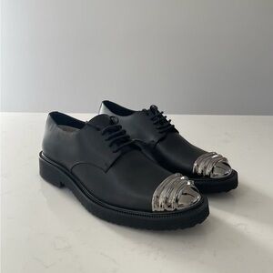 Giuseppe Zanotti Black Leather Shoes with Metal Tip
